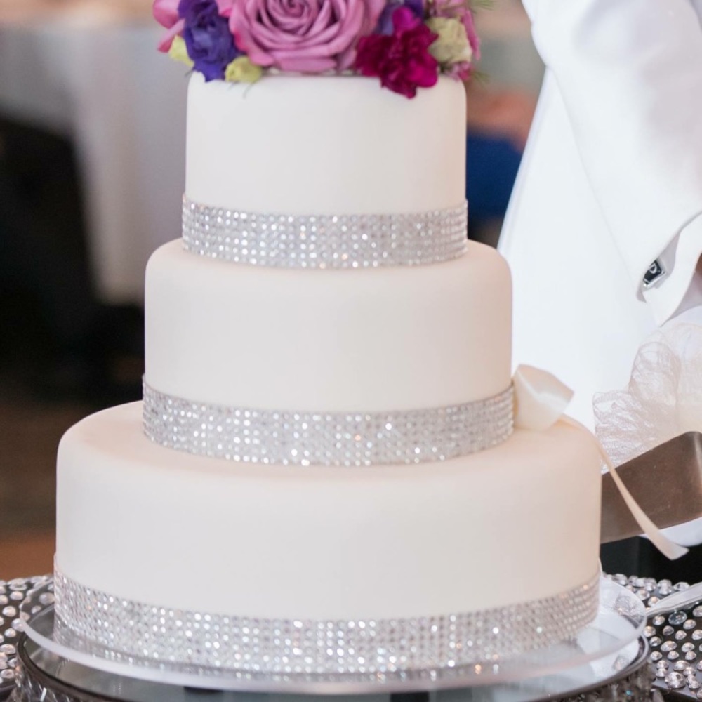 SOLD---Faux beautiful crystal wedding cake.